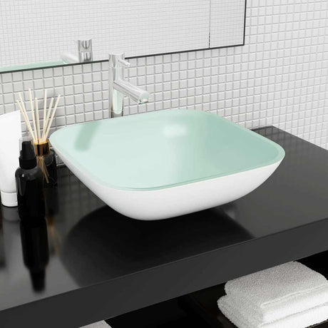 VIDAXL WASHBAIN 42x42x14 cm Glasweiß