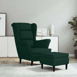 Vidaxl fauteuil met voetenbank fluweel donkergroen