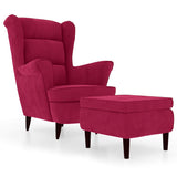 Vidaxl fauteuil met voetenbank fluweel wijnrood