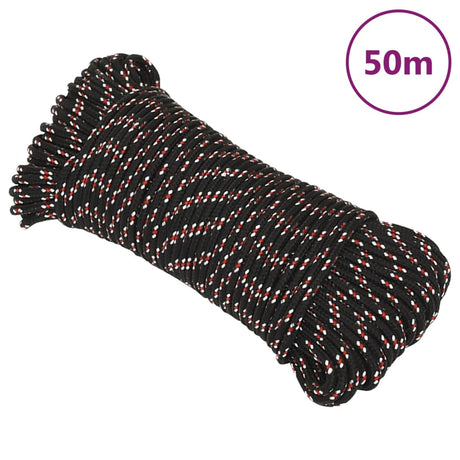 VidaXL Bootsseil 5 mm 50 m Polypropylen schwarz