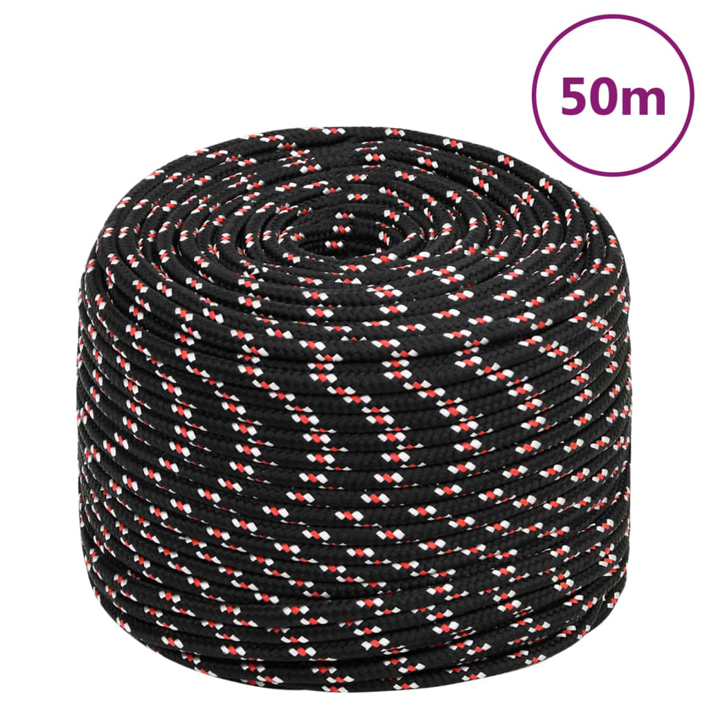 VidaXL Bootsseil 6 mm 50 m Polypropylen schwarz