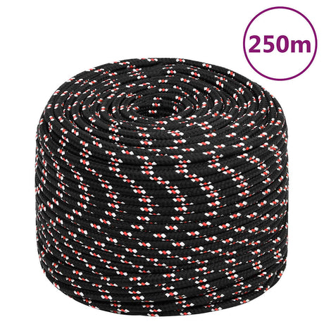 VidaXL Bootsseil 6 mm 250 m Polypropylen schwarz