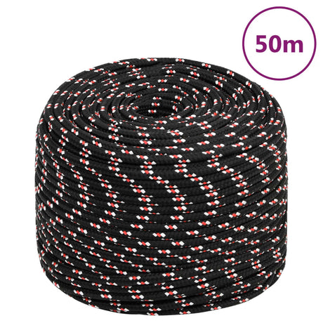 VidaXL Bootsseil 8 mm 50 m Polypropylen schwarz