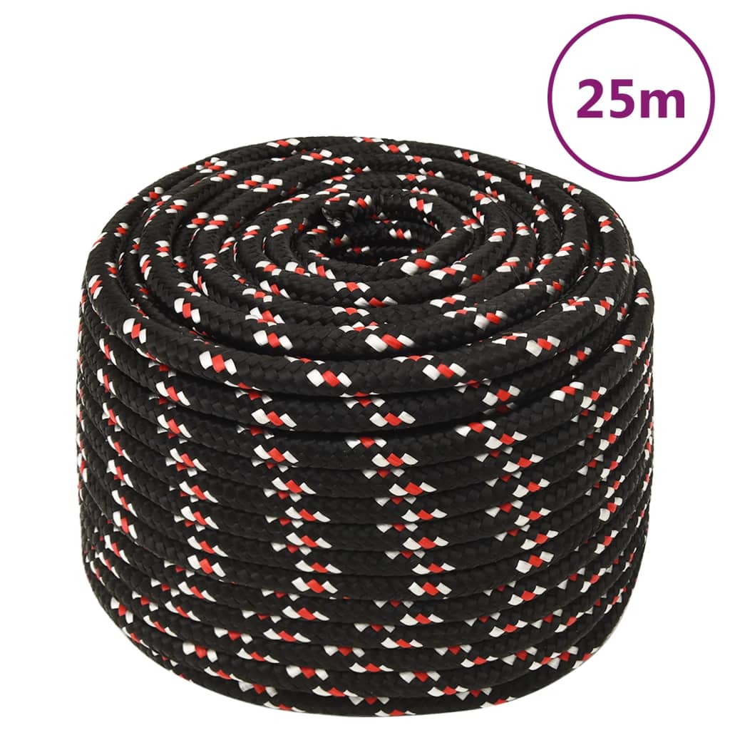 VidaXL Bootsseil 14 mm 25 m Polypropylen schwarz