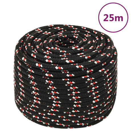 VidaXL Bootsseil 14 mm 25 m Polypropylen schwarz