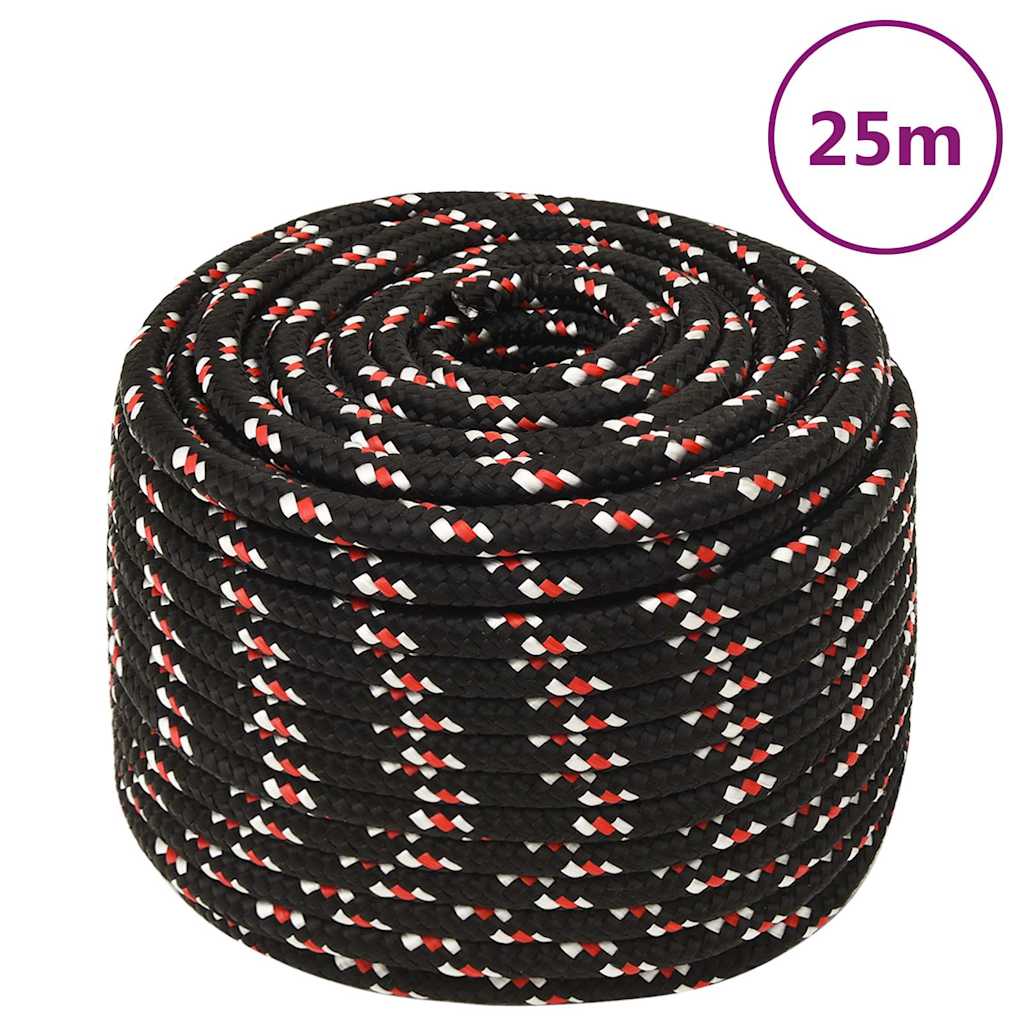 VidaXL Bootsseil 14 mm 25 m Polypropylen schwarz