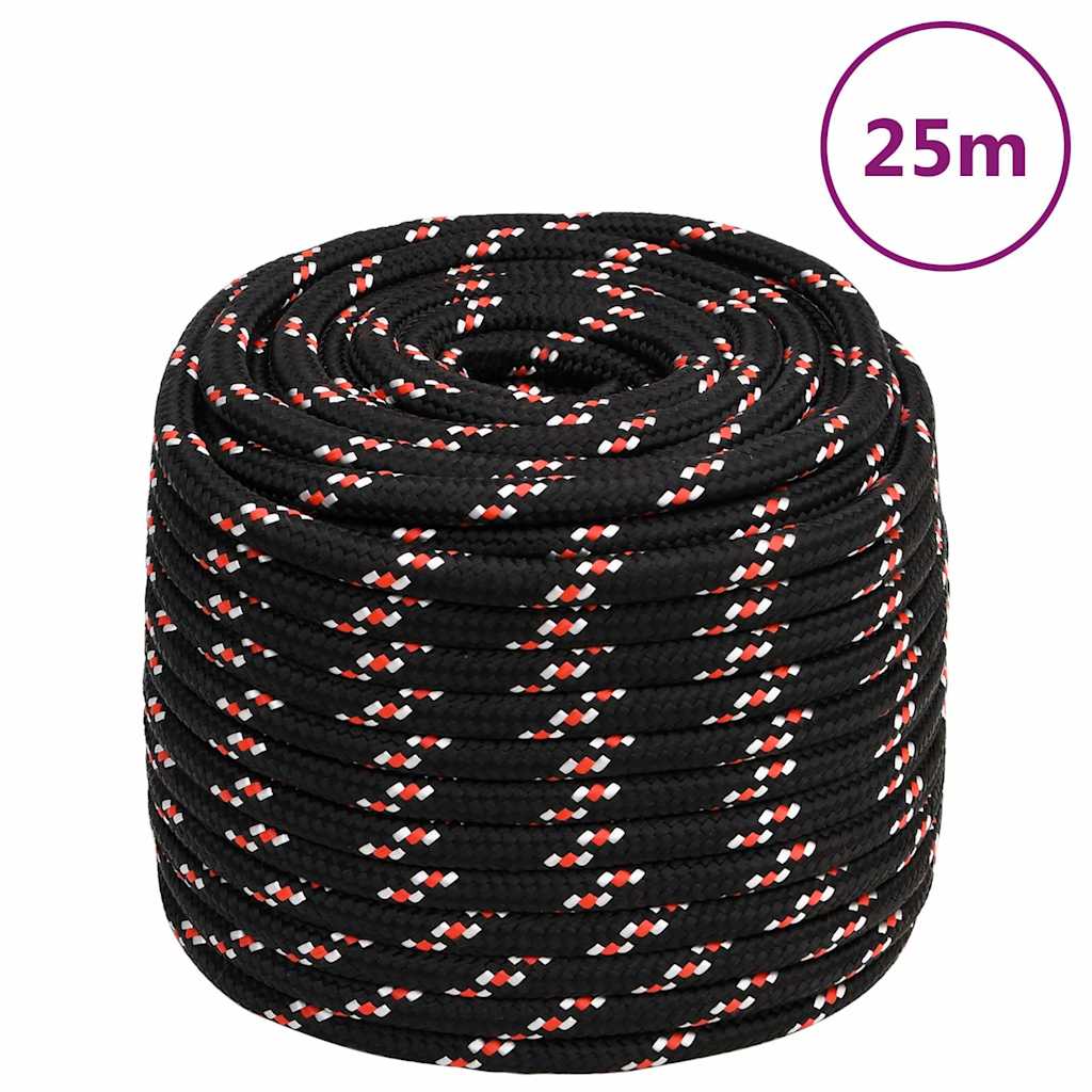 VidaXL Bootsseil 16 mm 25 m Polypropylen schwarz