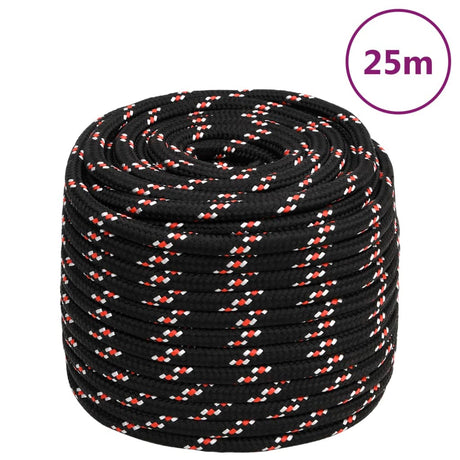 VidaXL Bootsseil 16 mm 25 m Polypropylen schwarz