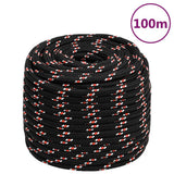 VidaXL Bootsseil 16 mm 100 m Polypropylen schwarz