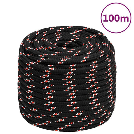 VidaXL Bootsseil 16 mm 100 m Polypropylen schwarz