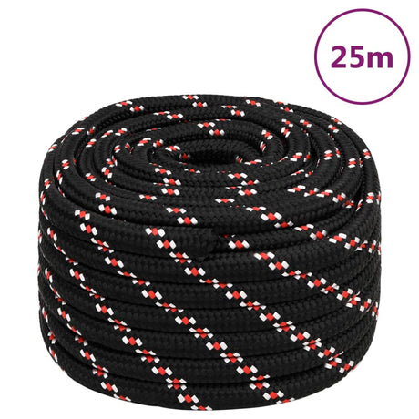 VidaXL Bootsseil 20 mm 25 m Polypropylen schwarz