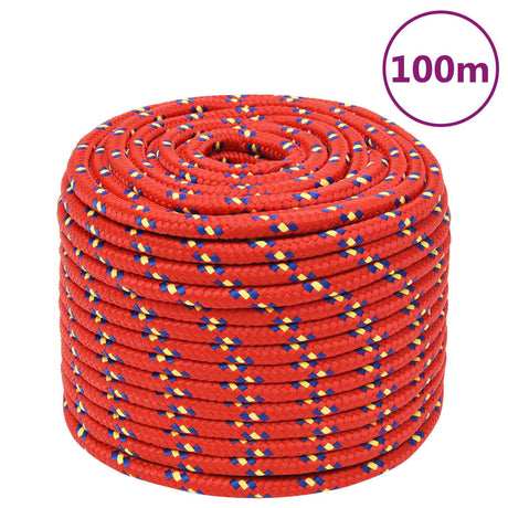 Vidaxl -Bootseil 12 mm 100 m Polypropylenrot