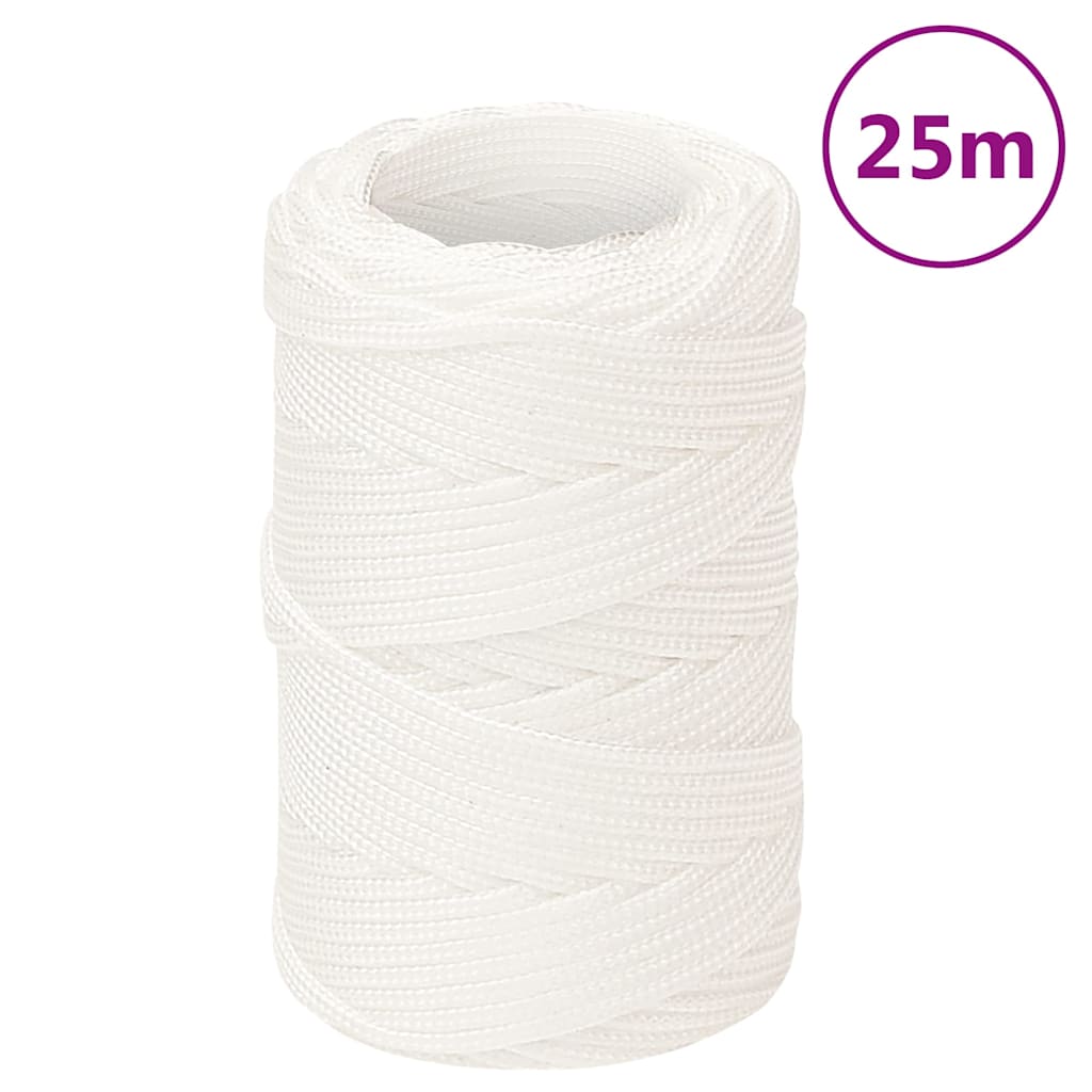 Vidaxl -Bootseil 2 mm 25 m Polypropylen Voll weiß