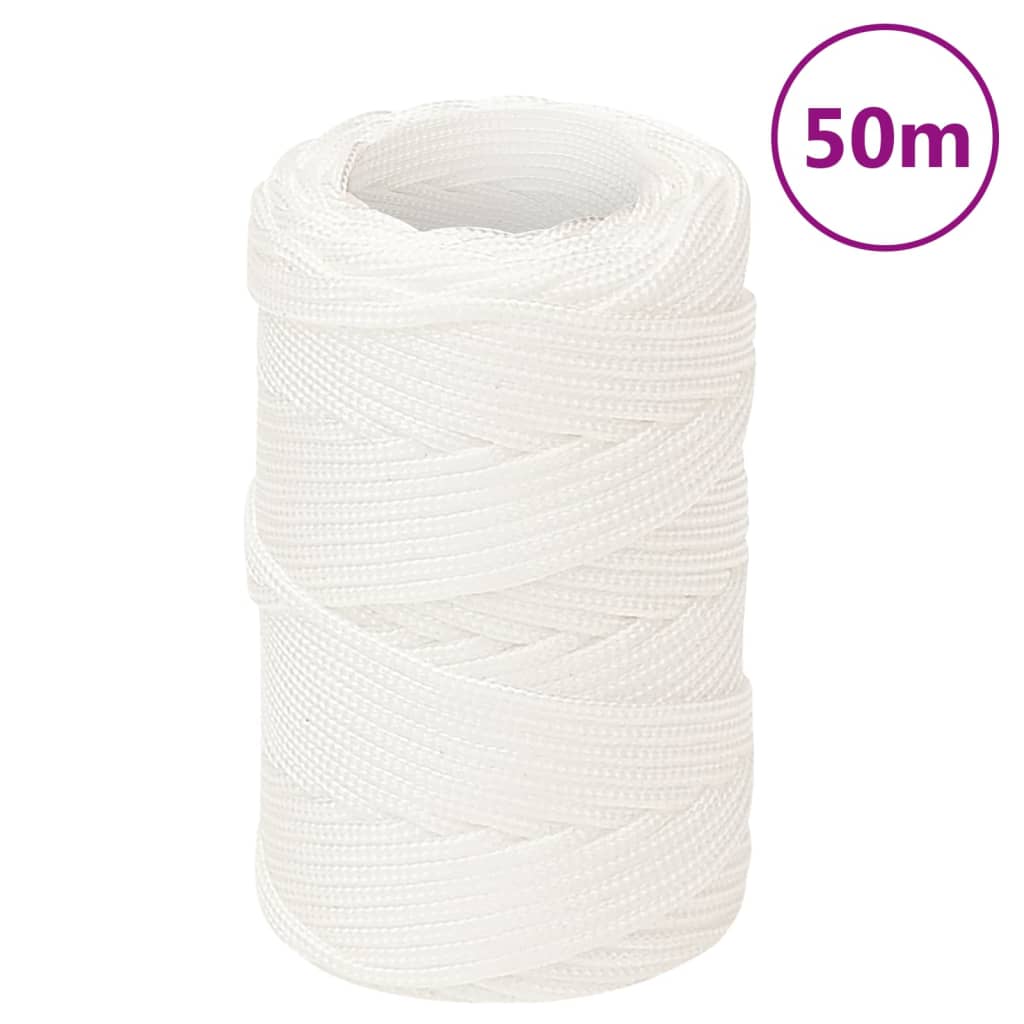 Vidaxl -Bootseil 2 mm 50 m Polypropylen Voll weiß