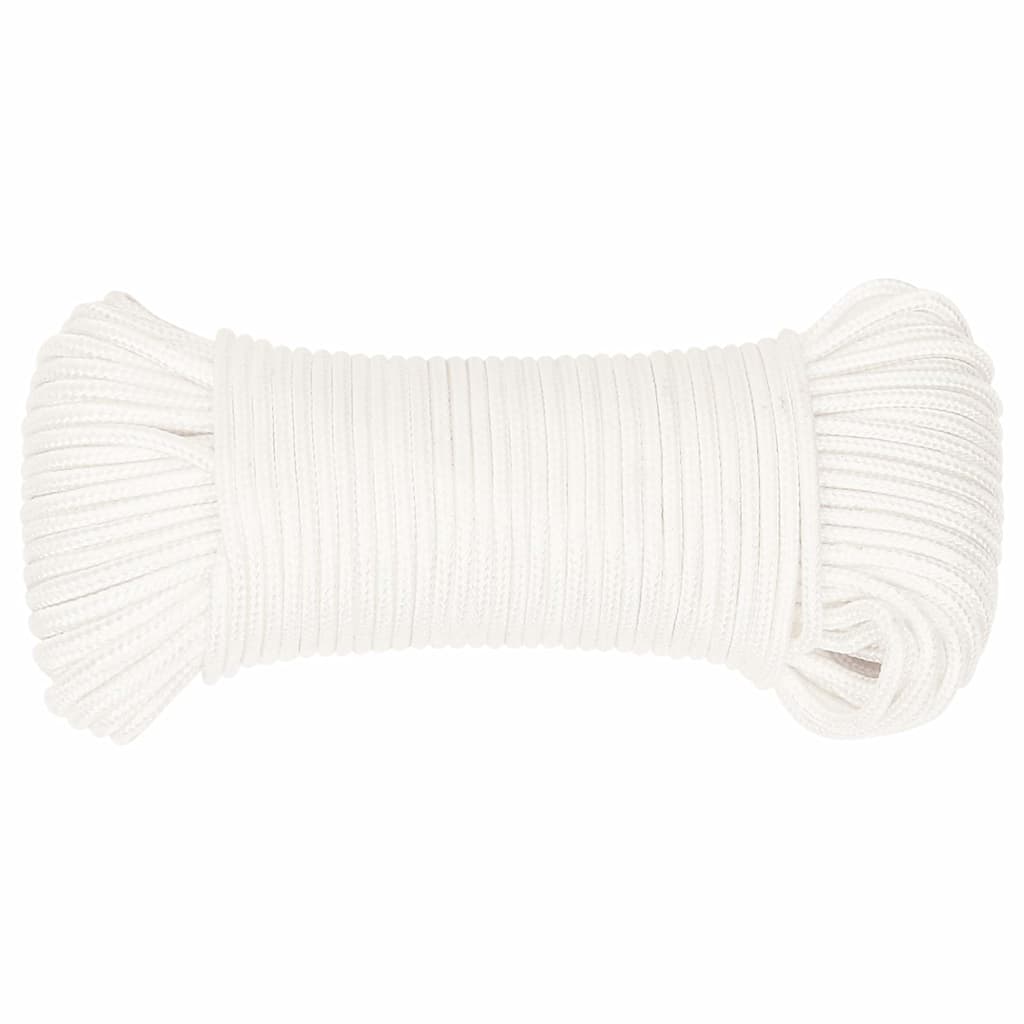 Vidaxl -Bootseil 3 mm 25 m Polypropylen Voll weiß