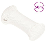 Vidaxl -Bootseil 3 mm 50 m Polypropylen Voll weiß