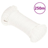 Vidaxl -Bootseil 4 mm 250 m Polypropylen Voll weiß