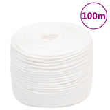 Vidaxl -Bootseil 8 mm 100 m Polypropylen Voll weiß