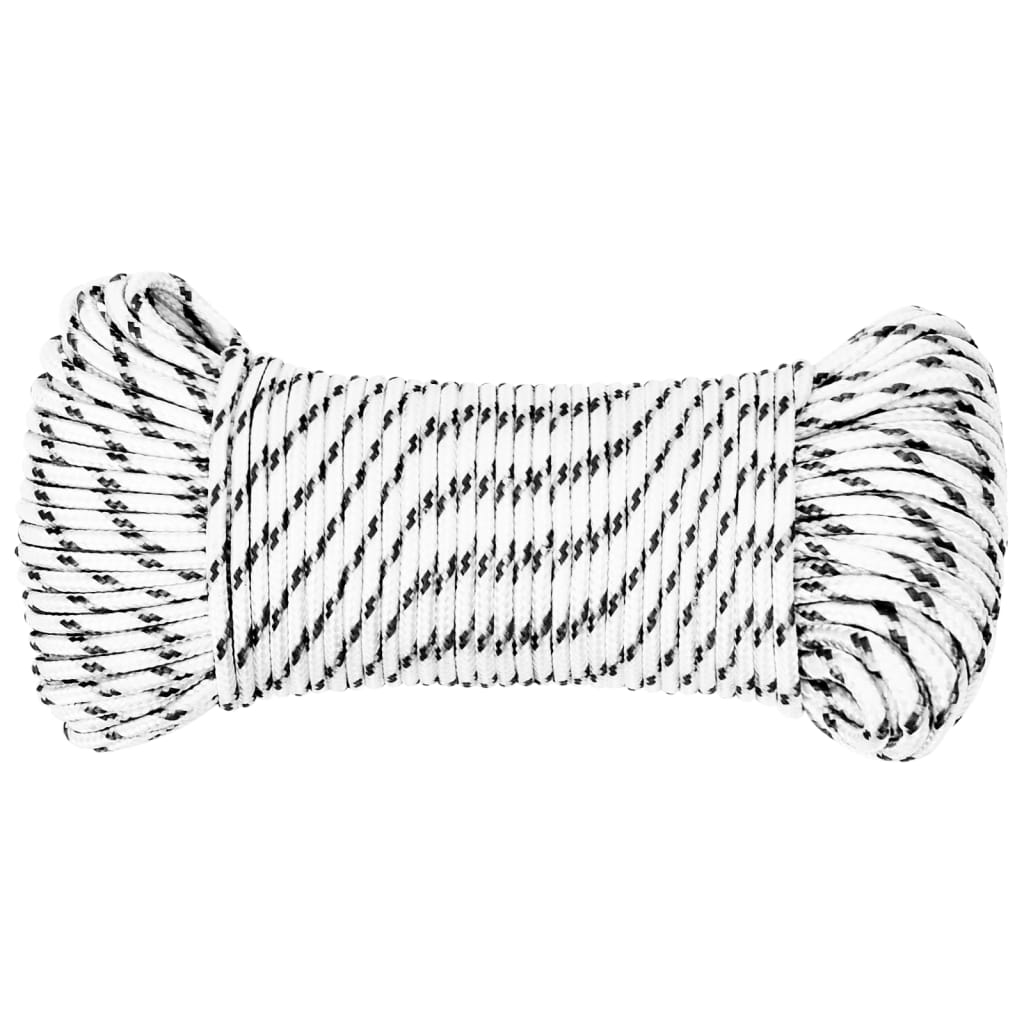Vidaxl -Bootseil geflochten 3 mm x 500 m Polyesterweiß