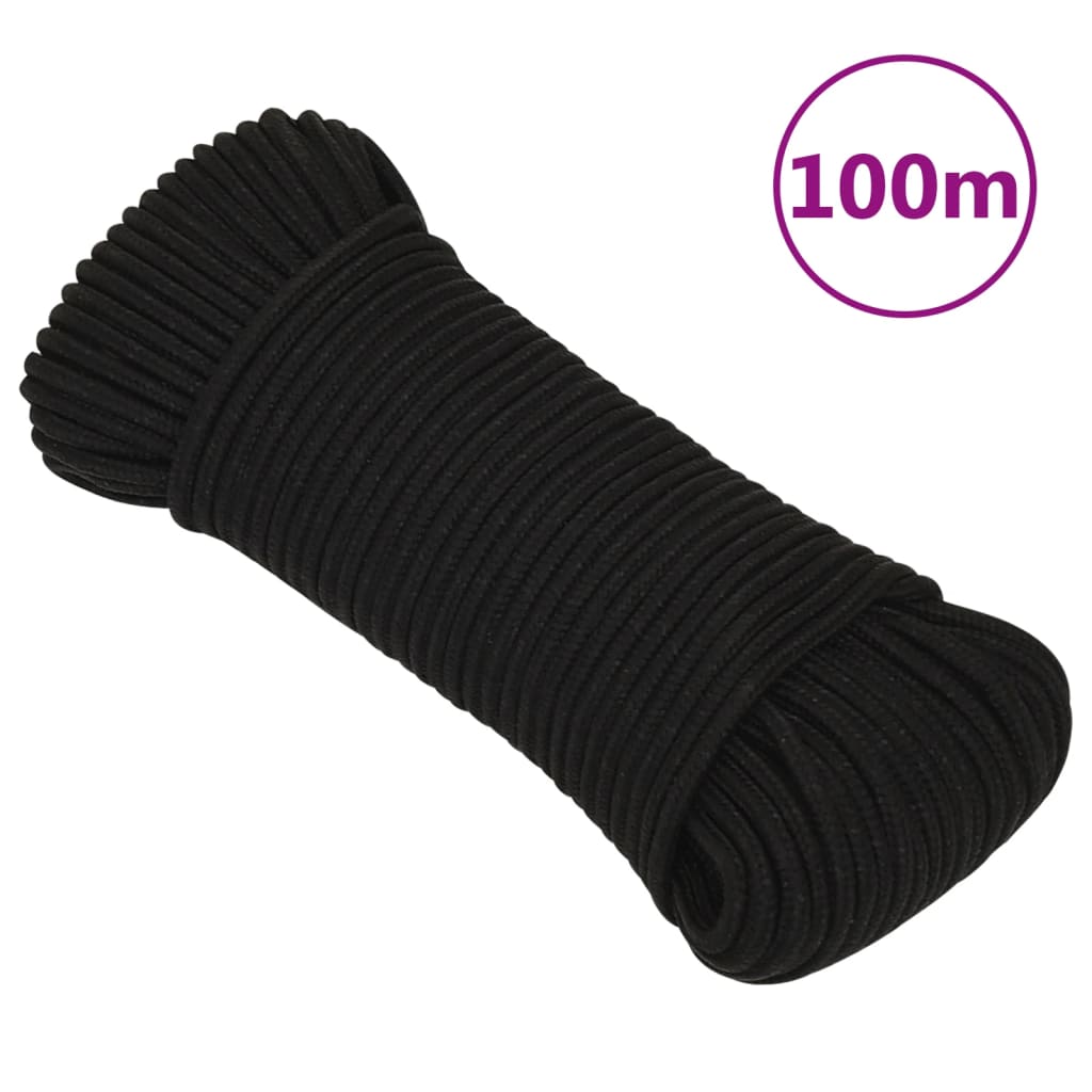 Vidaxx Arbeitsseil 3 mm 100 m Polyester schwarz