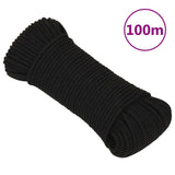 Vidaxx Arbeitsseil 4 mm 100 m Polyester schwarz