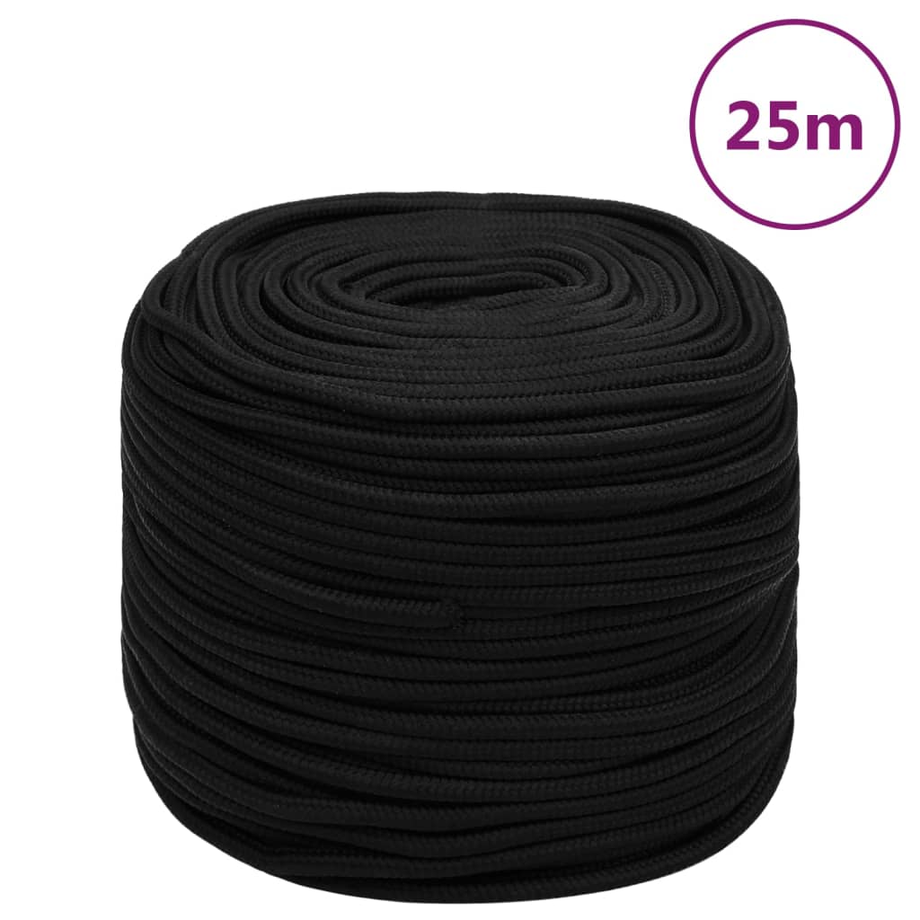Vidaxl Werkouw 6 mm 25 m Polyesterschwarz
