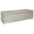 Vidaxl opbergbox 110 cm natuurlijk kubu rattan massief mahoniehout wit