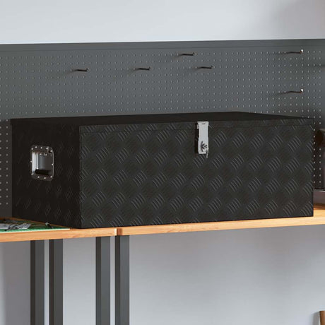 Vidaxl Storage Box 100x55x37 cm Aluminium Schwarz