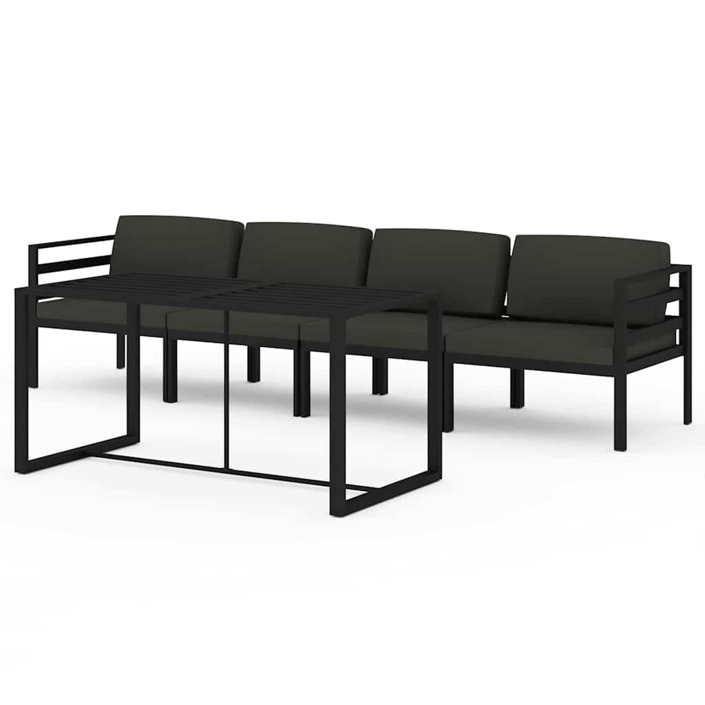 Vidaxl 5-delige loungeset met kussens aluminium antracietkleurig