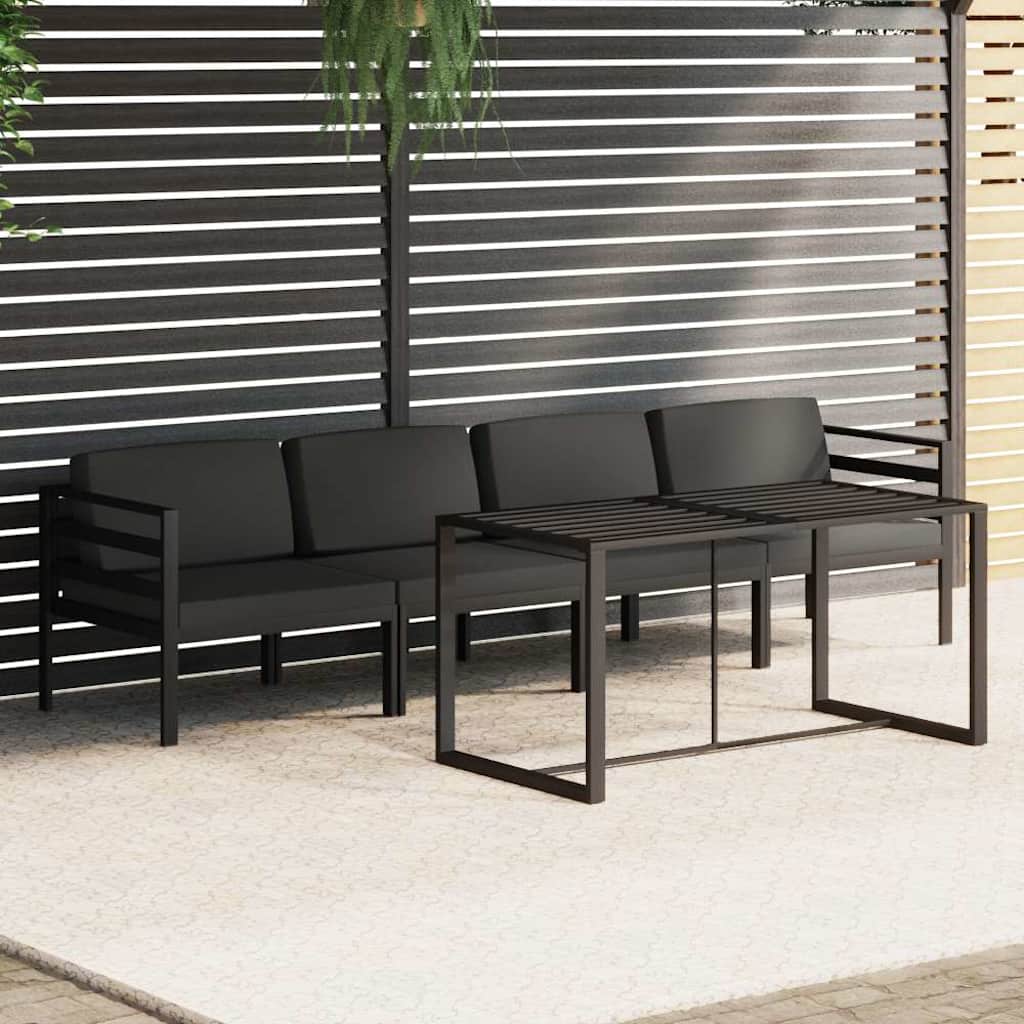 Vidaxl 5-delige loungeset met kussens aluminium antracietkleurig