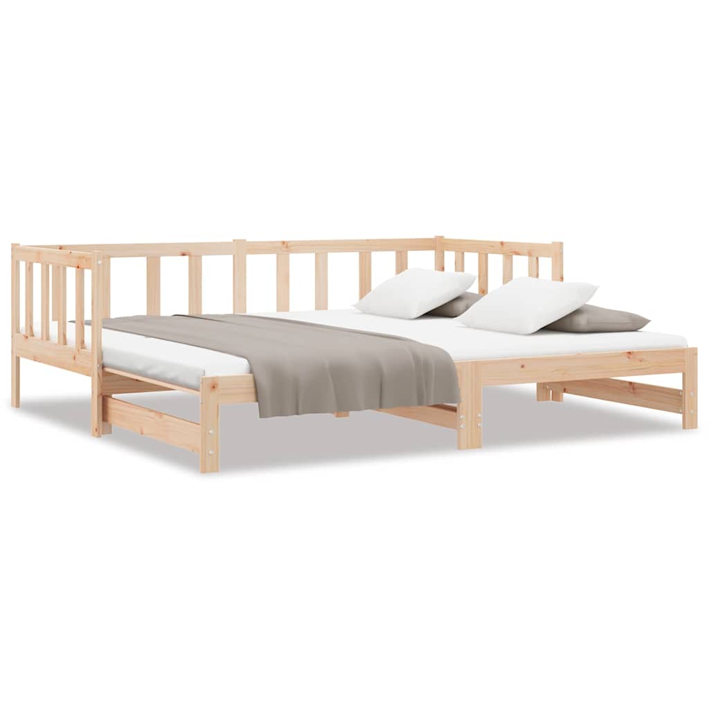 Vidaxl slaapbank uitschuifbaar 2x(80x200) cm massief grenenhout