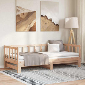Vidaxl slaapbank uitschuifbaar 2x(80x200) cm massief grenenhout