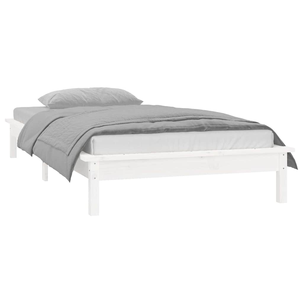 Vidaxl bedframe led massief hout 90x200 cm