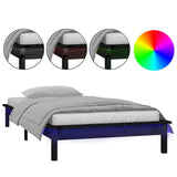 Vidaxl bedframe led massief hout zwart 100x200 cm
