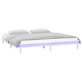 Vidaxl bedframe led massief hout wit 200x200 cm