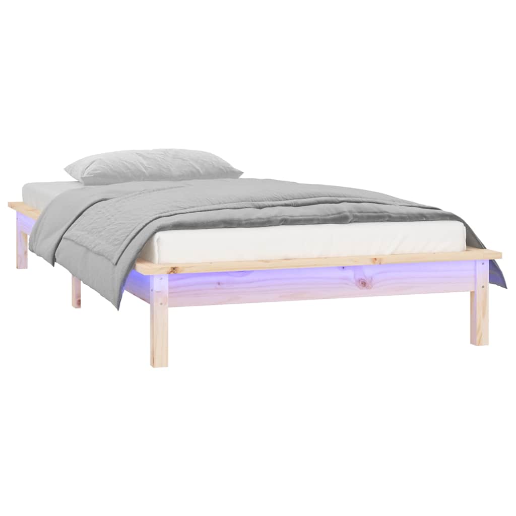 Vidaxl bedframe led massief hout 75x190 cm 2ft6