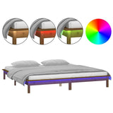 Vidaxl bedframe led massief hout honingbruin 140x190 cm