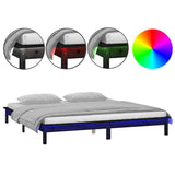 Vidaxl bedframe led massief hout zwart 140x190 cm