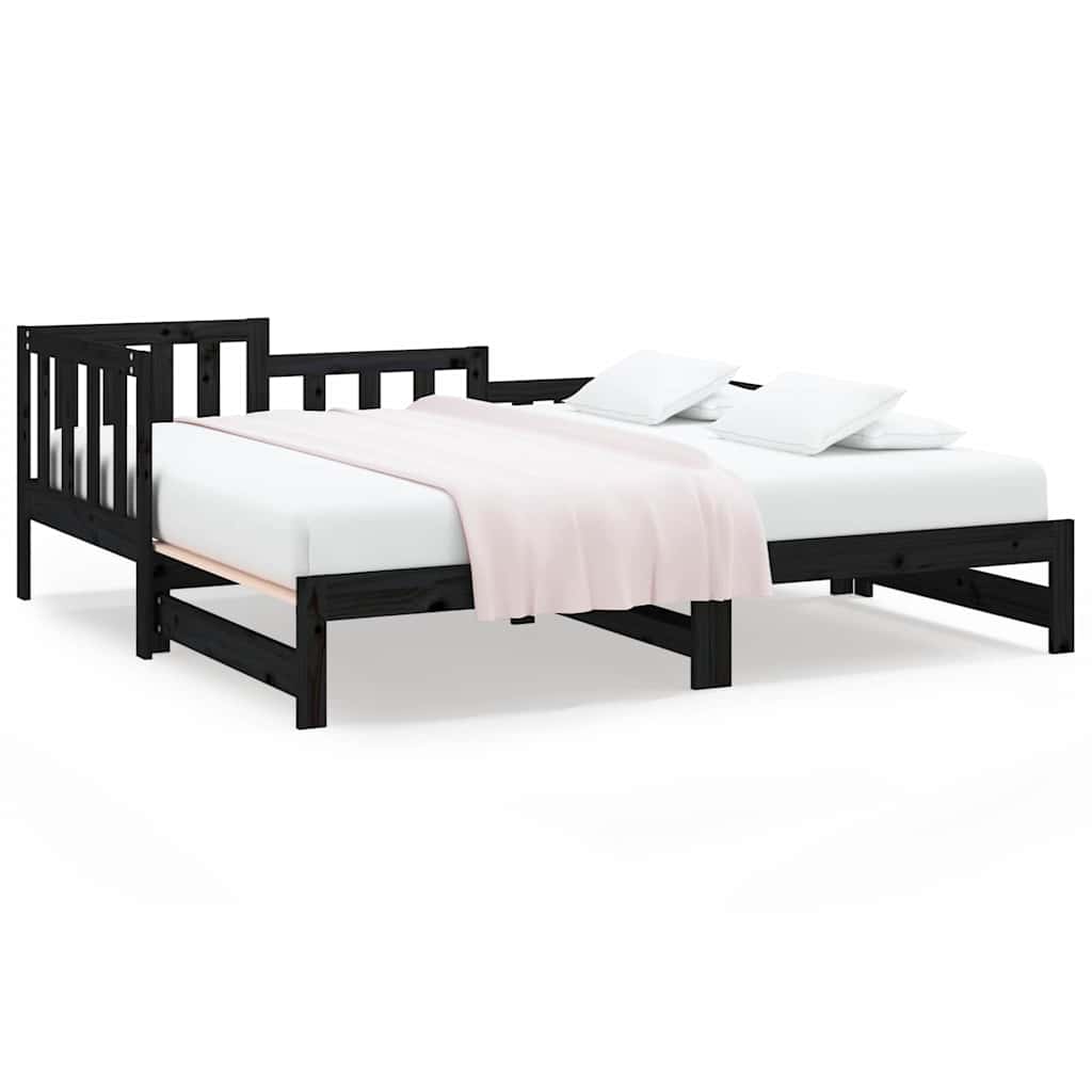 Vidaxl slaapbank uitschuifbaar 80x200 cm massief grenenhout zwart