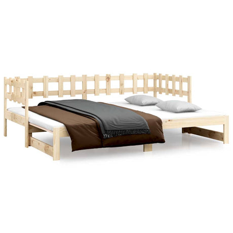 Vidaxl slaapbank uitschuifbaar 2x(80x200) cm massief grenenhout