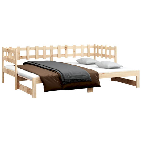 Vidaxl slaapbank uitschuifbaar 2x(80x200) cm massief grenenhout