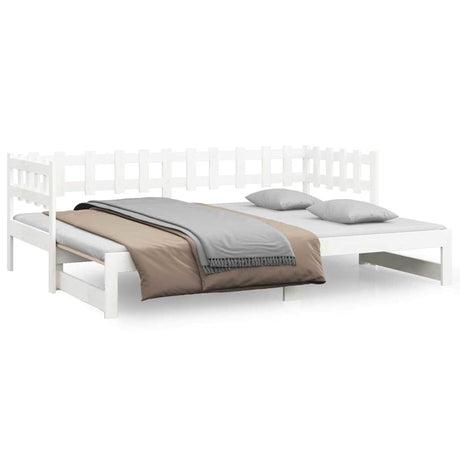 Vidaxl slaapbank uitschuifbaar massief grenenhout wit 2x(90x190) cm