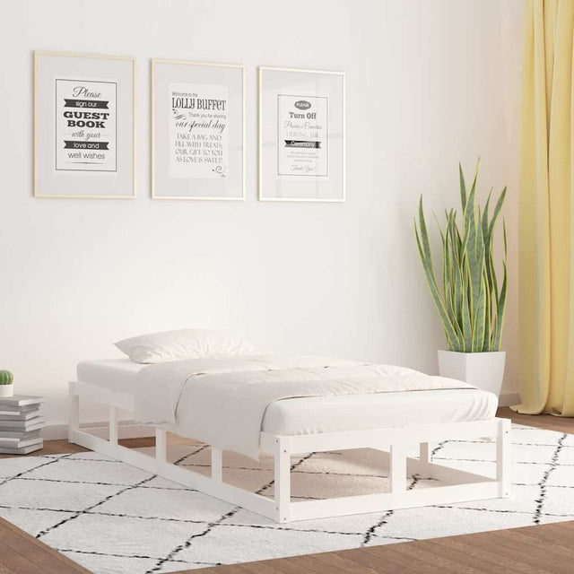 Vidaxl bedframe massief hout wit 90x200 cm