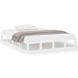 Vidaxl bedframe massief hout wit 135x190 cm