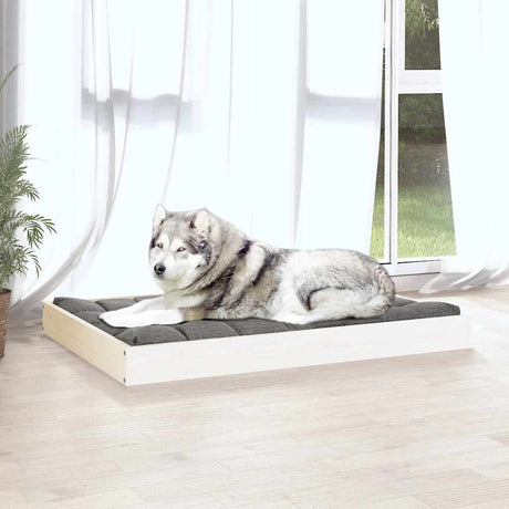 Vidaxl hondenmand 101,5x74x9 cm massief grenenhout wit