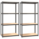 VIDAXL-LAGER RACK 4-LAYER 2 ST STAHL UND PROSDED HOLTOR-Anthrazitfarben