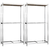 VIDAXL-Reifenregale 2-Schicht 2-PCs 110x40x180 cm Stahl Silberfarbe