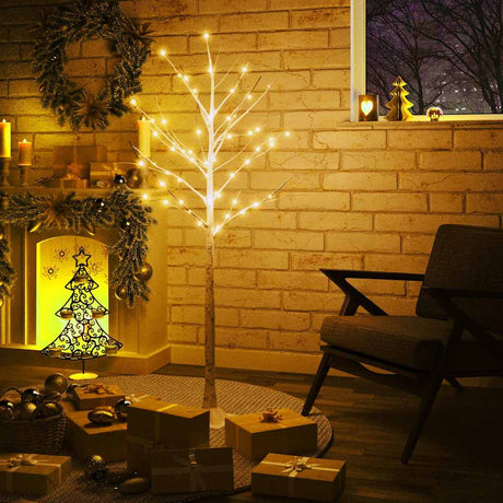 VidaXL Birke LED 72 LEDs warmweiß 150 cm weiß