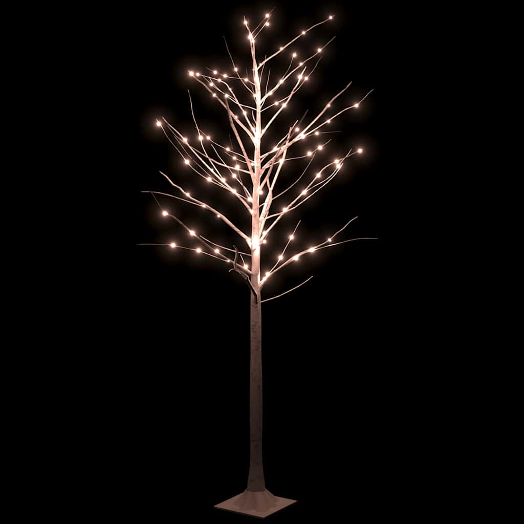 VidaXL Birke LED 128 LEDs warmweiß 220 cm weiß