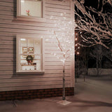 VidaXL Birke LED 128 LEDs warmweiß 220 cm weiß